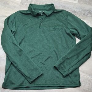Apt 9 Mens Medium Dark Green Dill Polo Style Collared Shirt